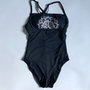 Mandala Black and White One Piece Bathing Suit